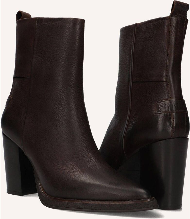 Shabbies Amsterdam Shabbies Grunch Ami Enkellaarsjes Enkelboots met rits Dames Bruin - Foto 5