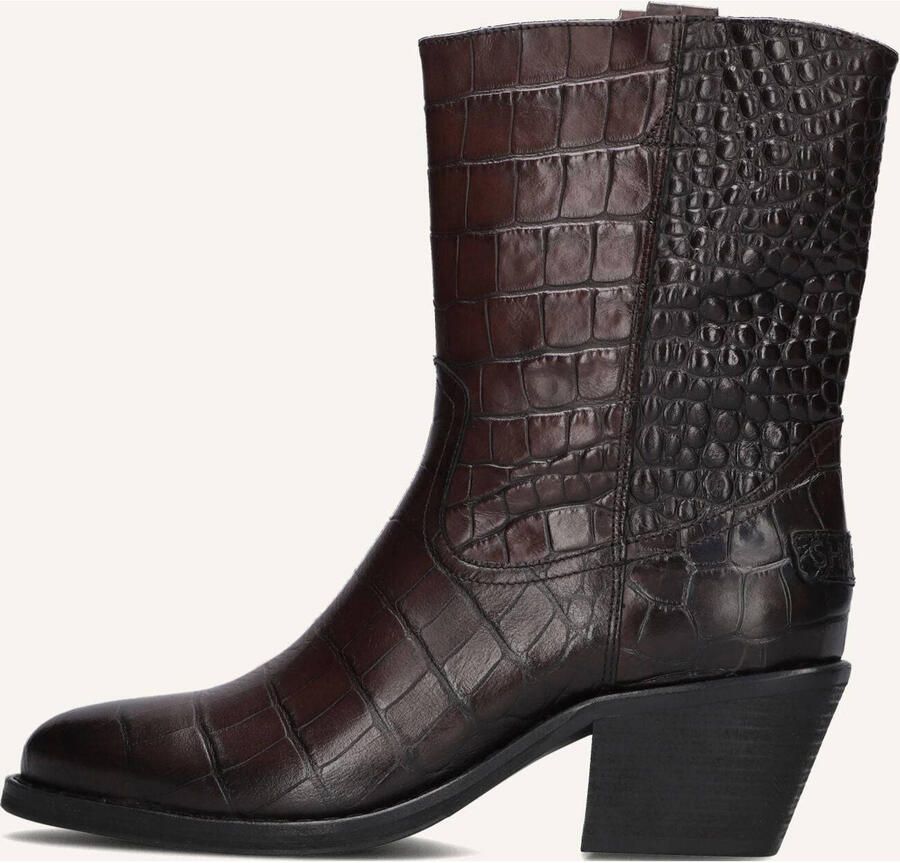 SHABBIES Enkellaarsjes Dames Juul Ankle Boot Leer Bruin - Foto 2