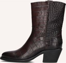 SHABBIES Enkellaarsjes Dames Juul Ankle Boot Leer Bruin