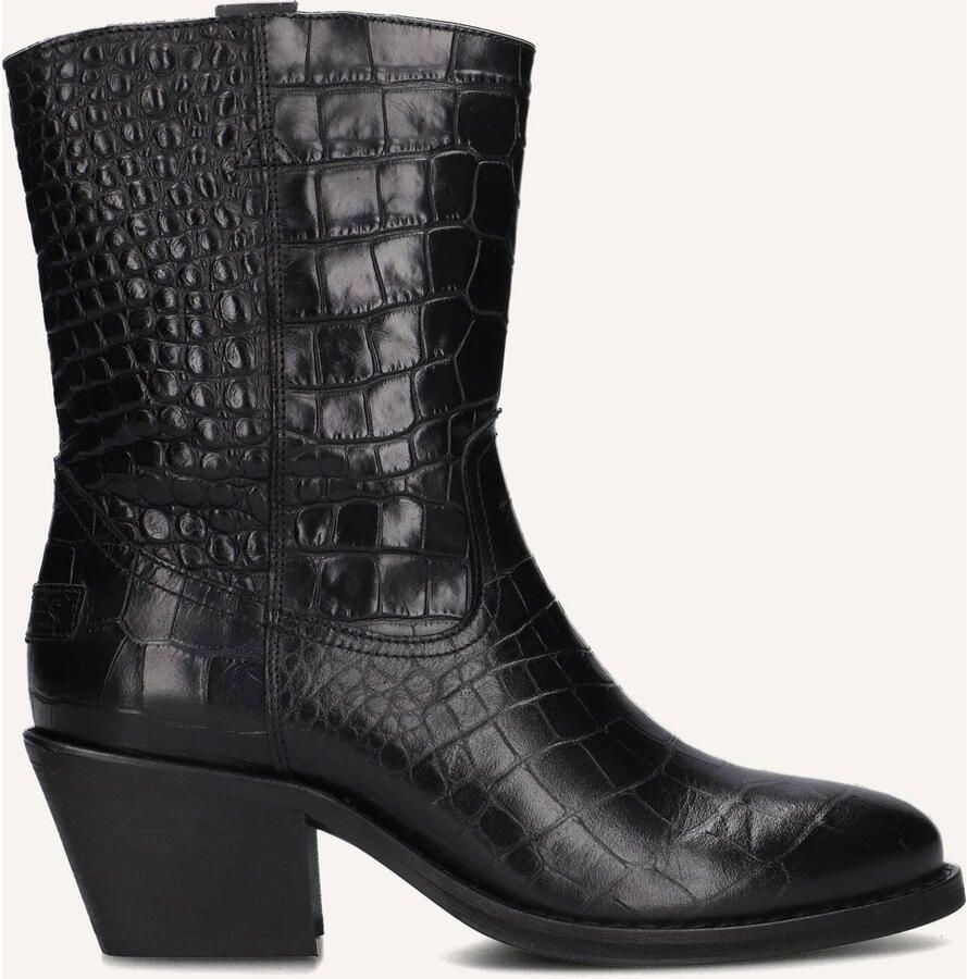 SHABBIES Enkellaarsjes Dames Juul Ankle Boot Leer Zwart - Foto 2