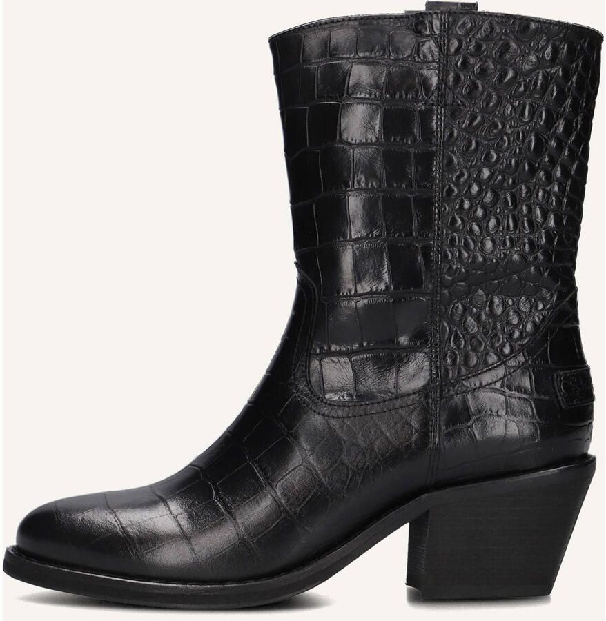 SHABBIES Enkellaarsjes Dames Juul Ankle Boot Leer Zwart - Foto 3