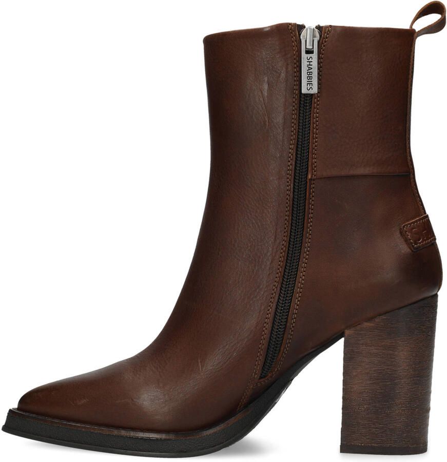 Shabbies Amsterdam Shabbies Grunch Ami Enkellaarsjes Enkelboots met rits Dames Bruin - Foto 6