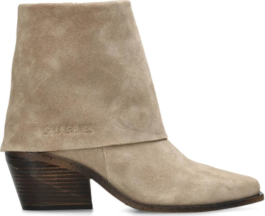 Shabbies Amsterdam Jaira Double leren cowboylaarzen met blokhak taupe
