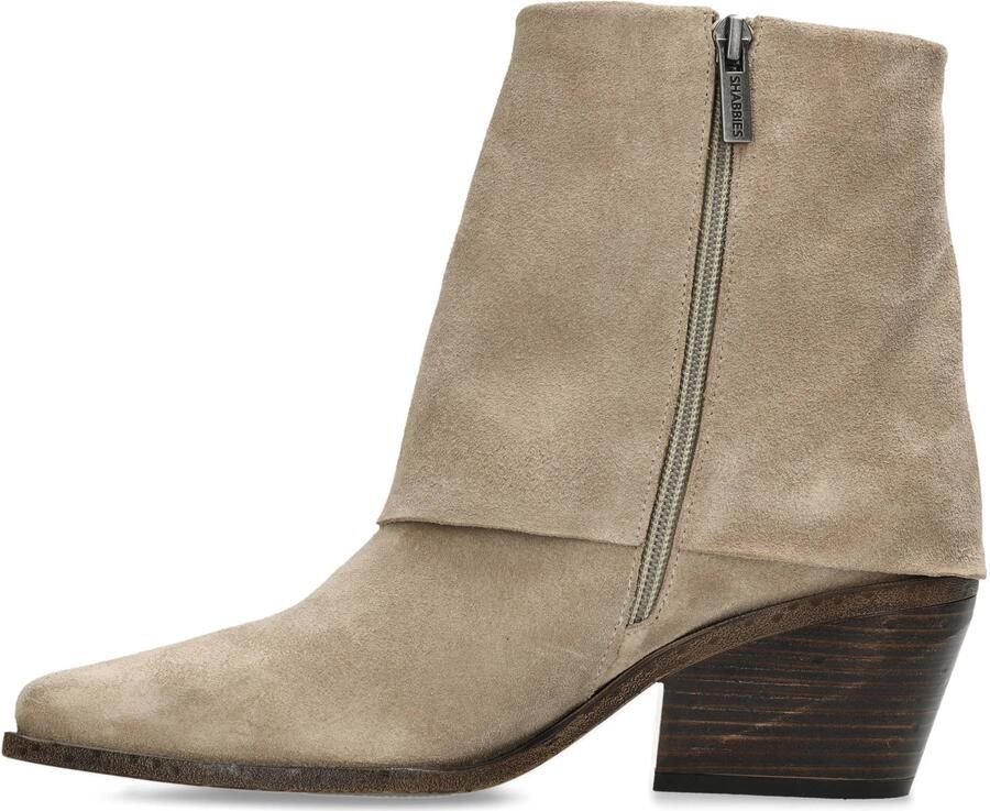 Shabbies Amsterdam Jaira Double leren cowboylaarzen met blokhak taupe - Foto 3