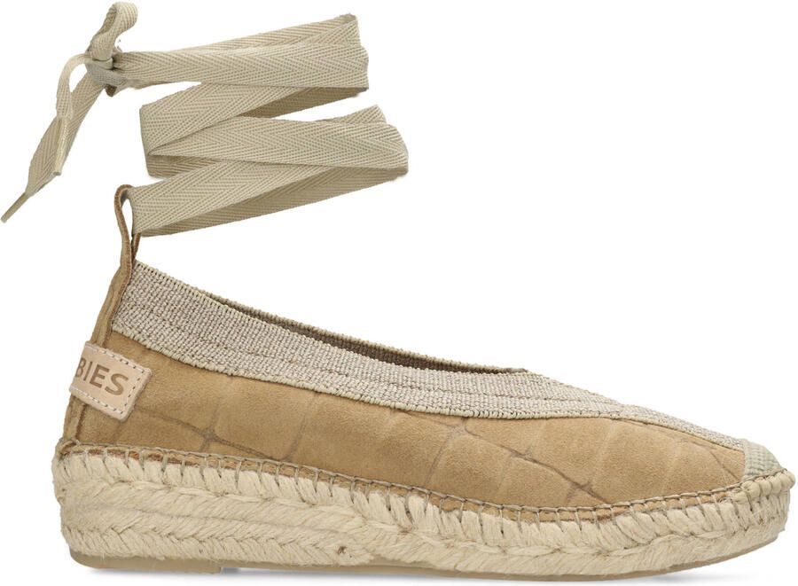Shabbies Amsterdam leren espadrilles met crocoprint zand - Foto 2