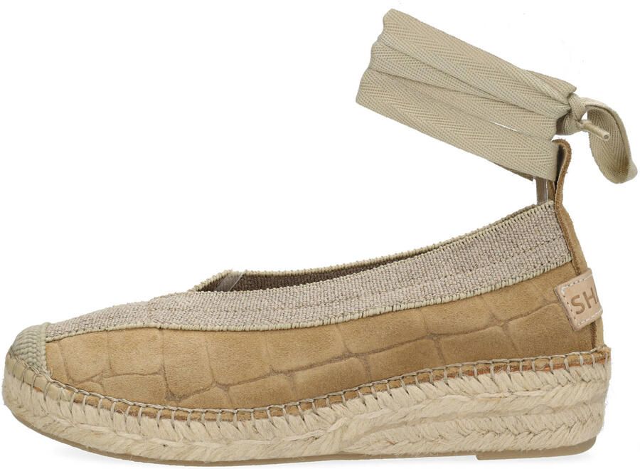 Shabbies Amsterdam leren espadrilles met crocoprint zand - Foto 3