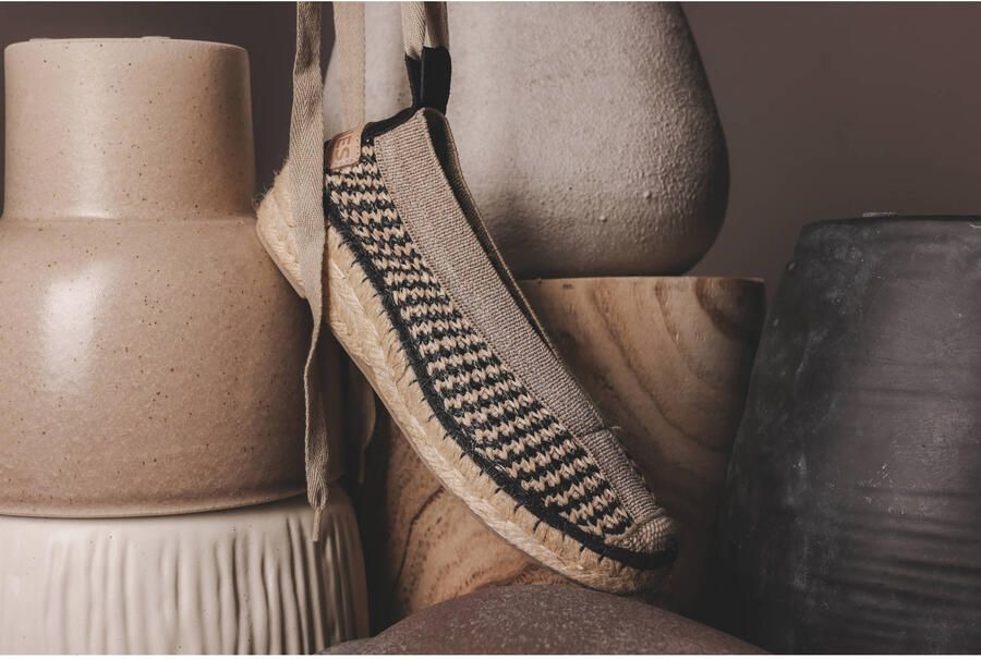 Shabbies Amsterdam Palma Kimono Espadrille Geweven Beige Zwart - Foto 2