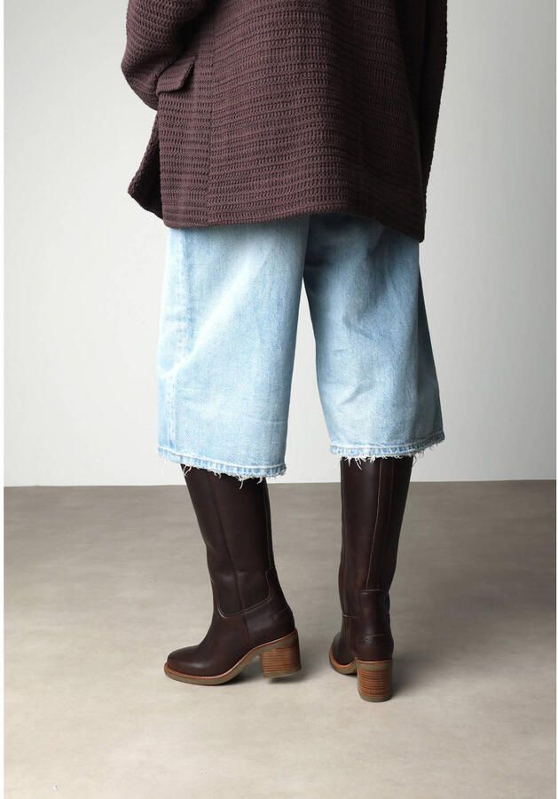 SHABBIES Hoge Laarzen Dames Puk Tuba Maat: 37 Materiaal: Leer Kleur: Bruin - Foto 4