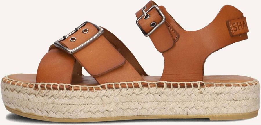 Shabbies Amsterdam Shabbies Dames Sandalen met hak Kira June Camel Leer Plateauzool - Foto 6