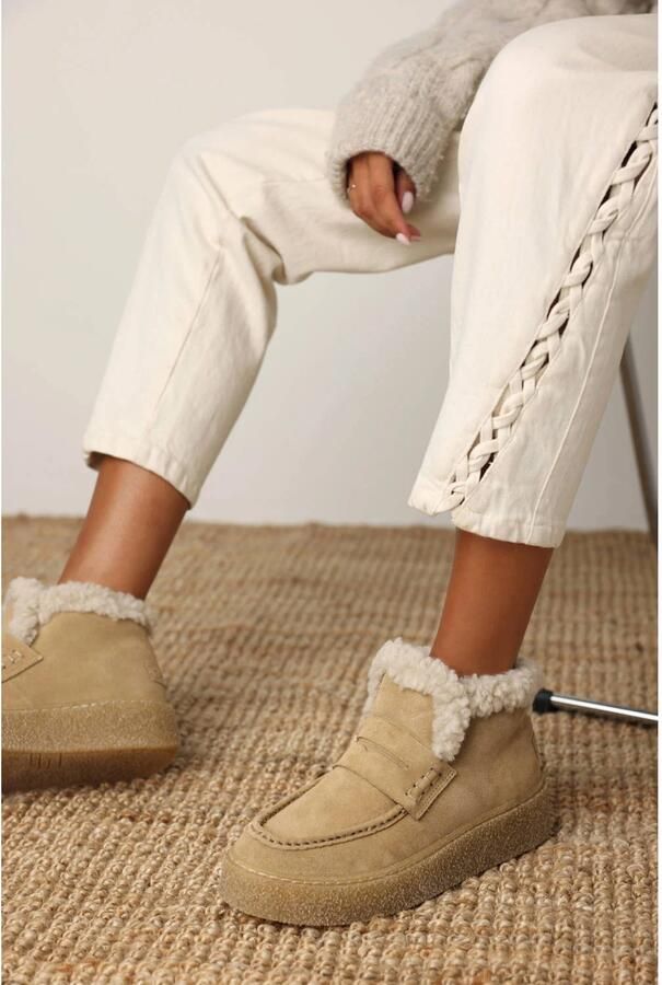 Shabbies Amsterdam Senna Anna leren suède sneakers beige - Foto 3