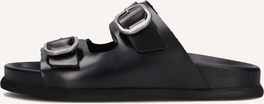 SHABBIES Slippers Dames Inga Buckles Leer Zwart - Foto 5