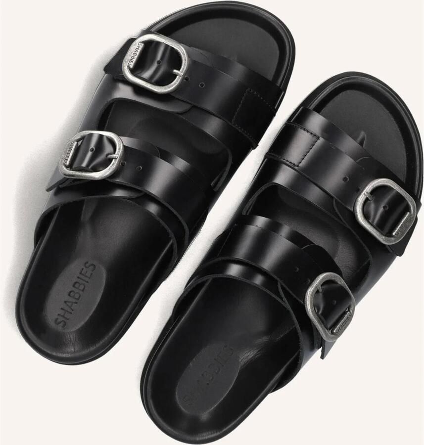 SHABBIES Slippers Dames Inga Buckles Leer Zwart - Foto 6