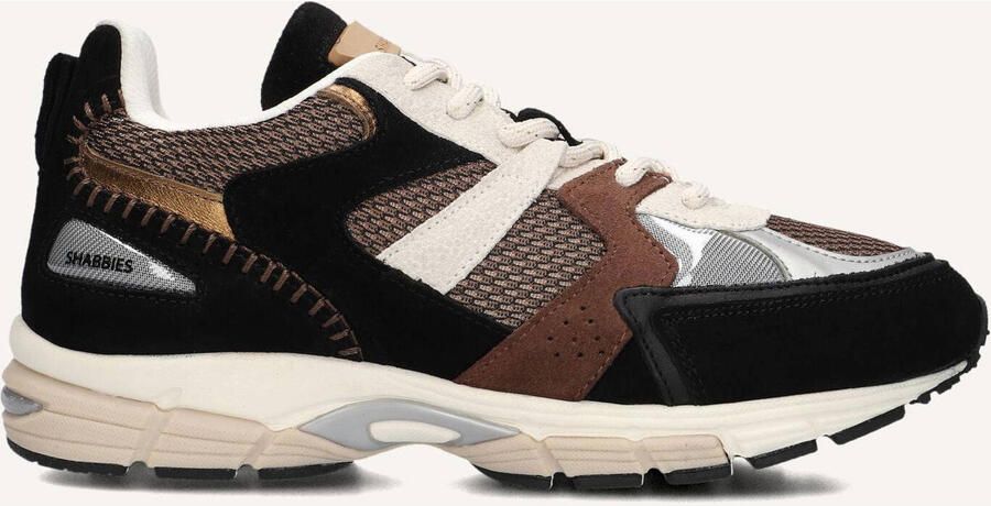 SHABBIES Lage Sneakers Dames Abbey Run Suède Zwart