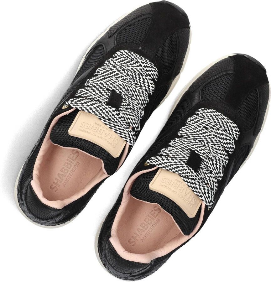 SHABBIES Lage Sneakers Dames Celia Race Leer Zwart - Foto 2