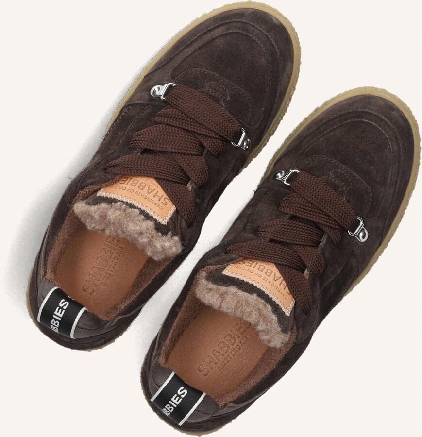 SHABBIES Lage Sneakers Dames Chewy Unna Suède Bruin - Foto 2