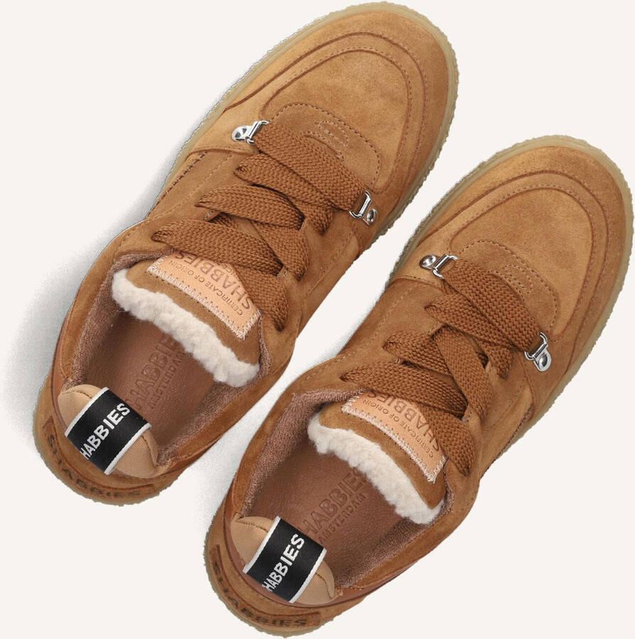 SHABBIES Lage Sneakers Dames Chewy Unna Suède Camel