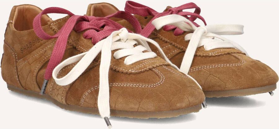 SHABBIES Lage Sneakers Dames Ciska Base Maat: 39 Materiaal: Suède Kleur: Camel