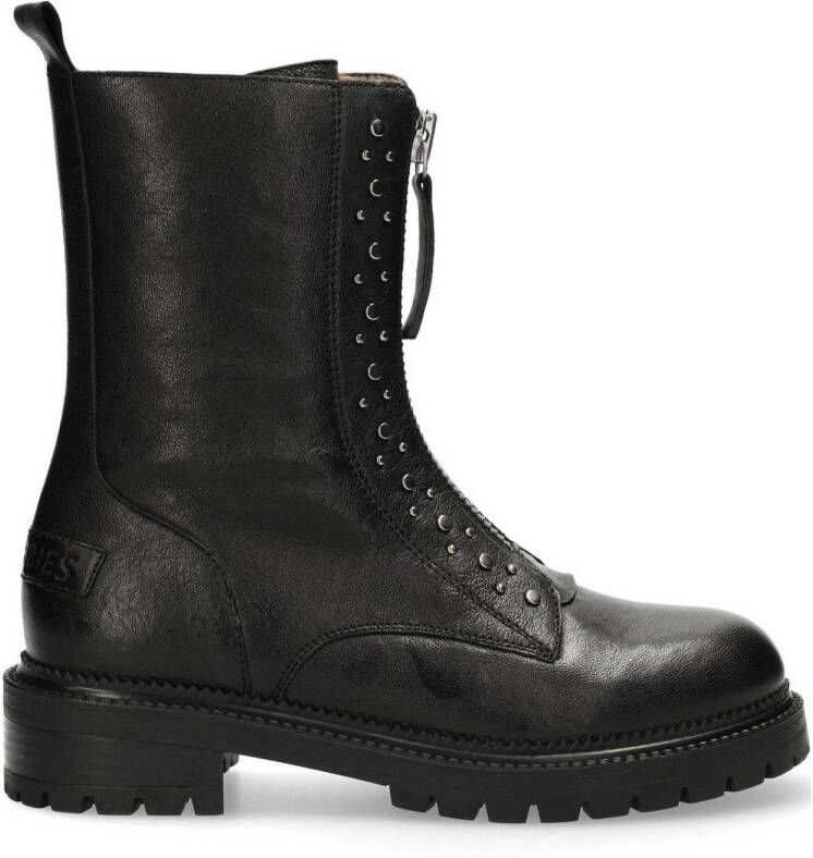 Shabbies Amsterdam x Wendy van Dijk Tirza leren enkelboots zwart