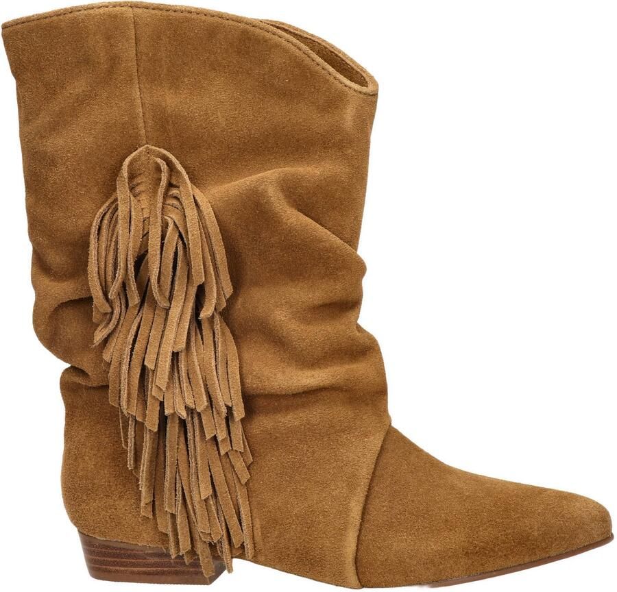 Shoecolate Jilly suède western laarzen met franjes cognac