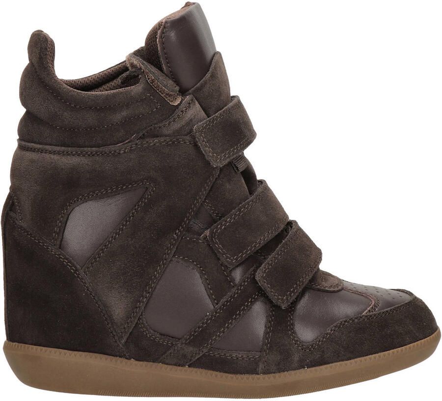 Shoecolate suède sneakers met sleehak bruin
