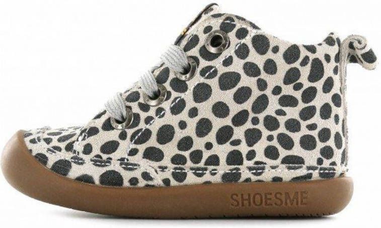 Shoesme BF20S004 B leren babyschoenen met dierenprint beige zwart