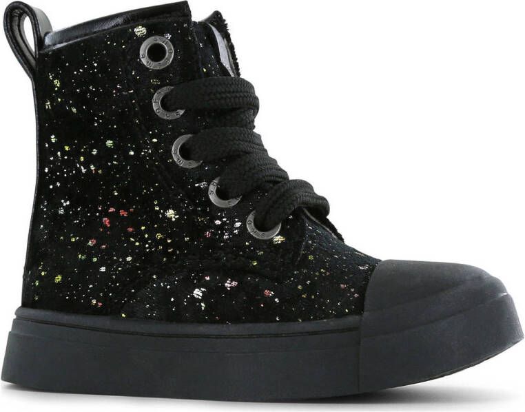 Shoesme fluwelen sneakers met glitters zwart