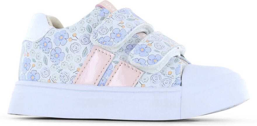 Shoesme gebloemde leren sneakers blauw roze
