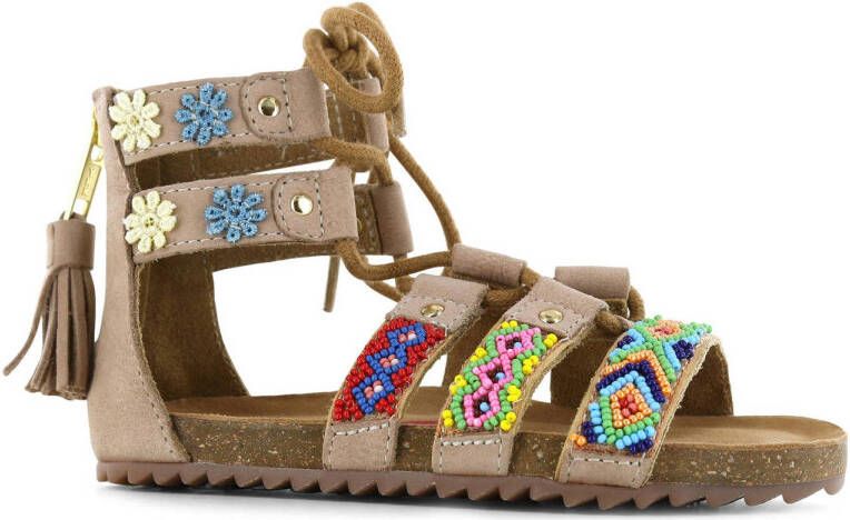 Shoesme leren sandalen met kraaltjes beige Meisjes Leer All over print 30