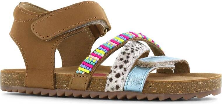 Shoesme leren sandalen met kraaltjes bruin multi Meisjes Leer All over print 27