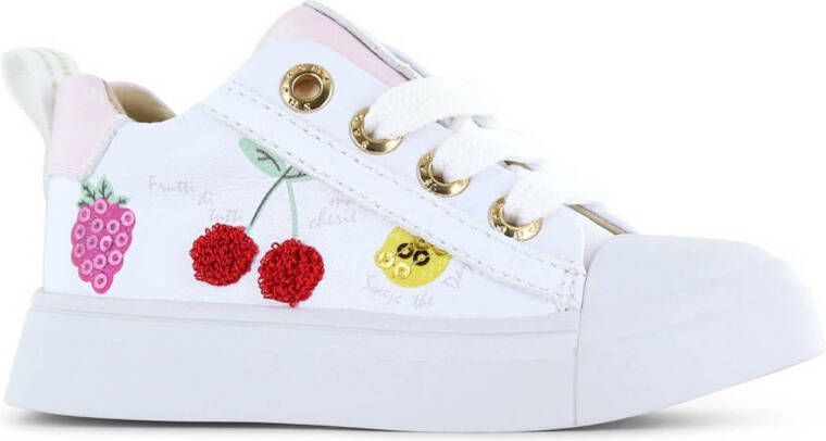 Shoesme leren sneakers wit met allover print