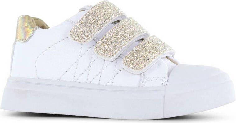 Shoesme leren sneakers wit goud met glitters