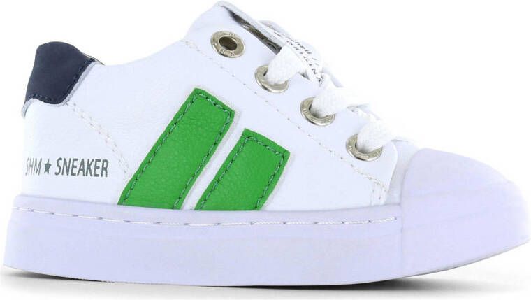 Shoesme S004 B Wit groene veterschoen rubberen neus (32 Kleur Wit )