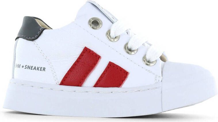 Shoesme leren sneakers wit rood Jongens Leer Meerkleurig 21