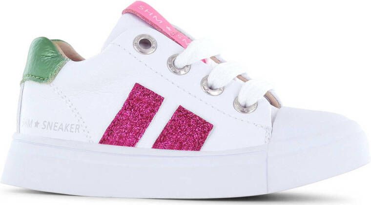 Shoesme leren sneakers wit roze Meisjes Leer Meerkleurig 23