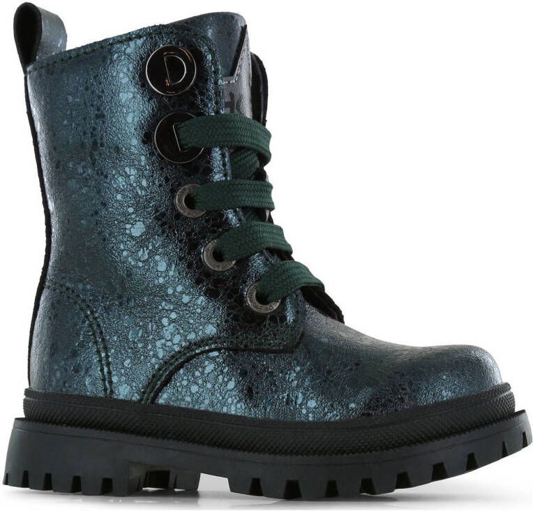 Shoesme leren veterboots donkergroen Meisjes Leer Effen 26