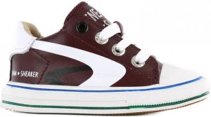 Shoesme bordeauxrode sneakers met witte striping