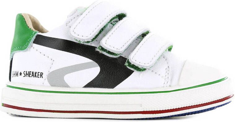 Shoesme ON22S205-B leren sneakers wit groen