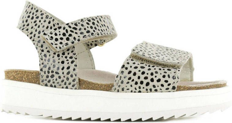 Shoesme RA22S068-A leren sandalen met dierenprint beige Meisjes Leer Dierenprint 26
