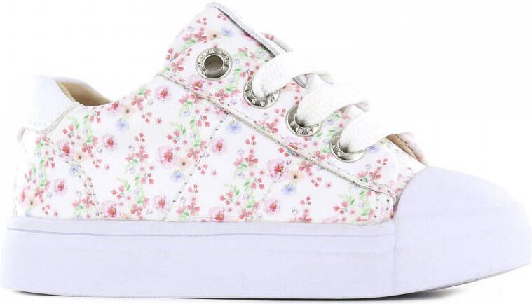 Shoesme SH22S002-A leren sneakers met bloemenprint wit Meisjes Leer Bloemen 22 - Foto 3