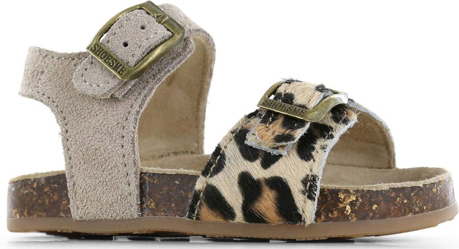 Shoesme leren sandalen met panterprint taupe