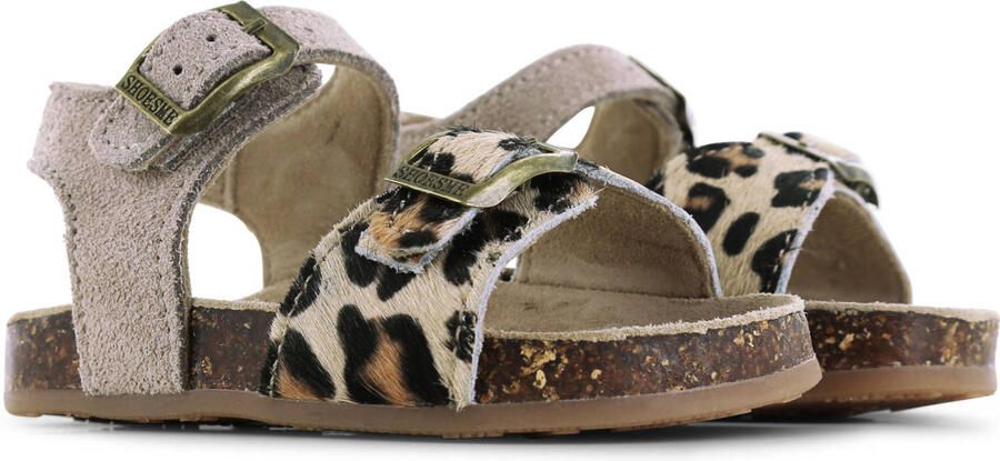 Shoesme leren sandalen met panterprint taupe - Foto 3