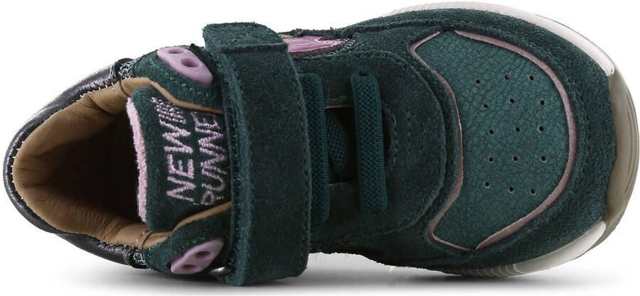 Shoesme leren sneakers donkergroen roze - Foto 3