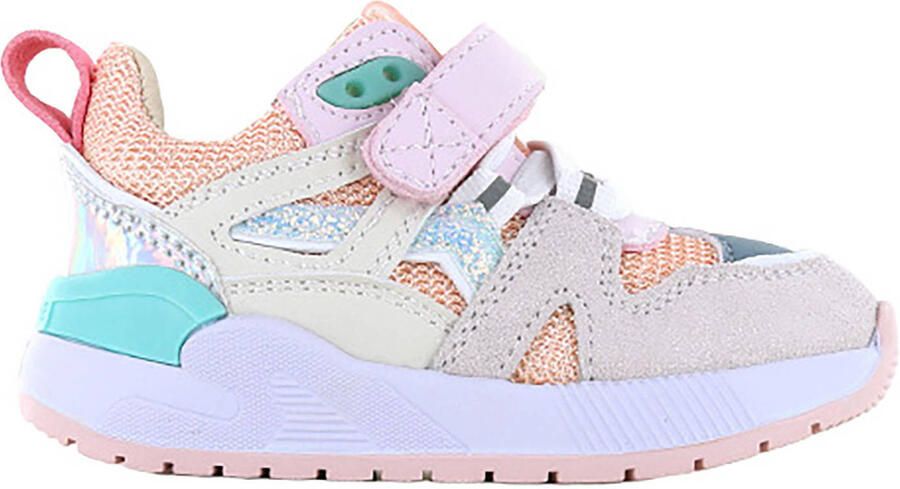 Shoesme Roze-Oranje Sneaker Sneakers Kinderen Meisjes Peach Pink Microfiber leer