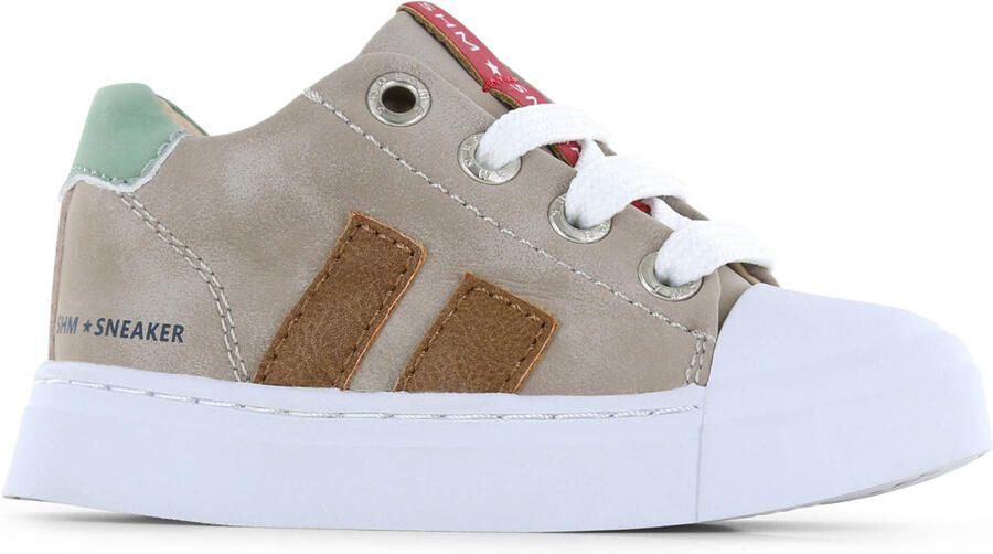Shoesme Taupe Sneaker Met Stripings Veterschoen Kind Jongens Taupe Microleer - Foto 2