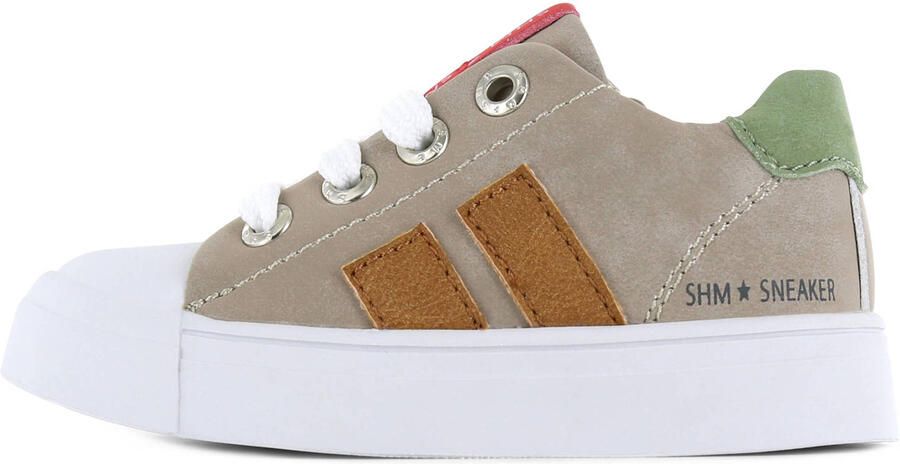 Shoesme Taupe Sneaker Met Stripings Veterschoen Kind Jongens Taupe Microleer - Foto 4