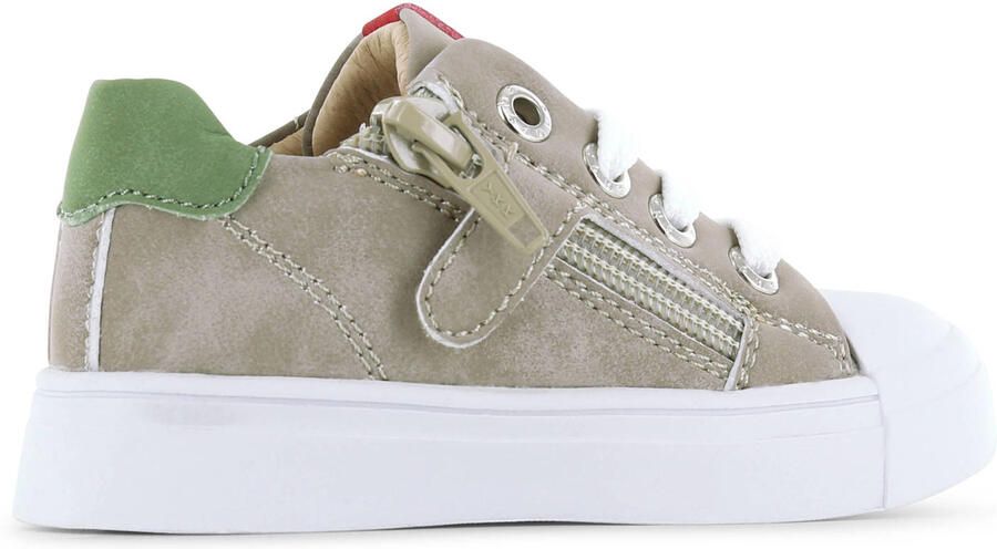 Shoesme Taupe Sneaker Met Stripings Veterschoen Kind Jongens Taupe Microleer - Foto 3