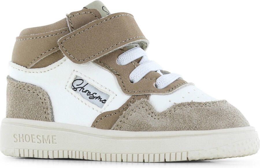Shoesme leren sneakers taupe wit