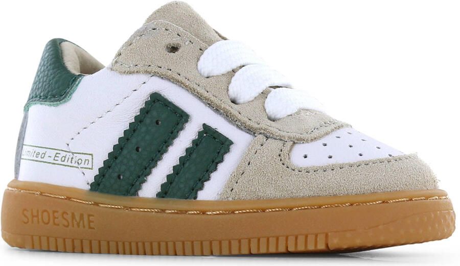 Shoesme Wit-Groen Sneakertje Sneakers Kinderen Jongens Beige Green Suède