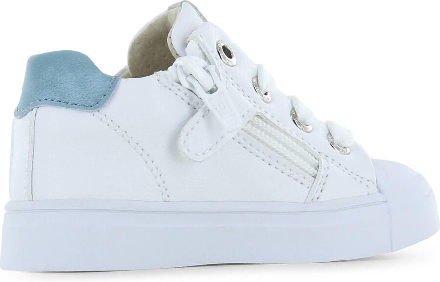 Shoesme Witte Sneaker Met Blauwe Stripings Sneakers Kinderen Jongens White Blue Microfiber leer - Foto 2