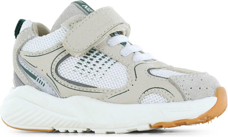 Shoesme Beige Sneakertje Sneakers Kinderen Jongens Beige Green Microfiber leer
